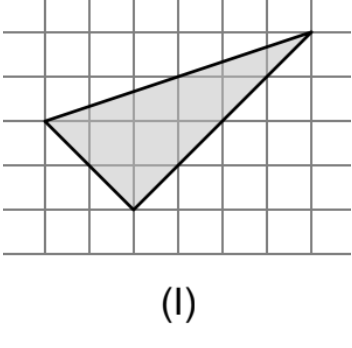 Geometrische Figur auf Karopapier mit einem schattierten Dreieck.